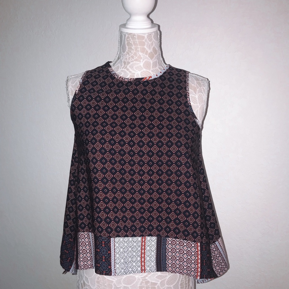 Red and Navy tank top/blouse